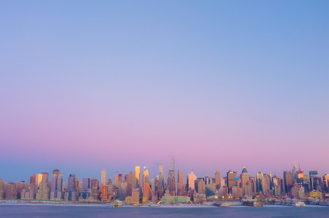 city skyline at dusk
